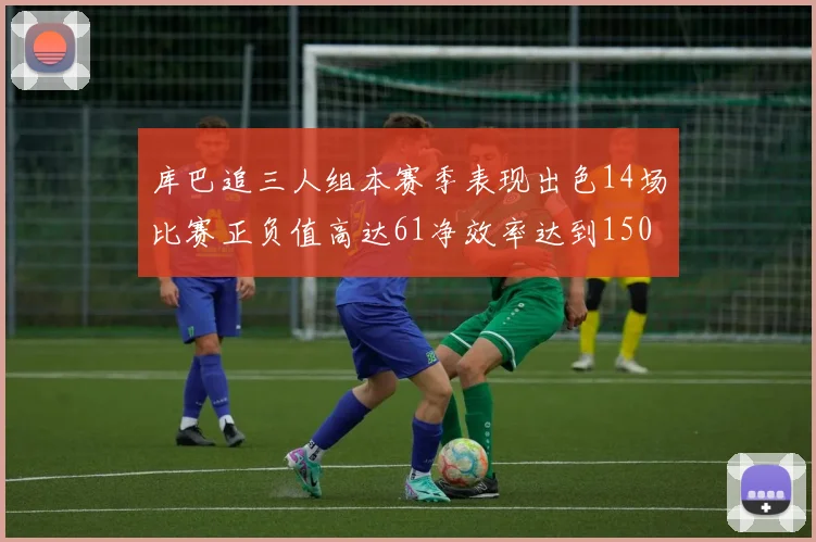 库巴追三人组本赛季表现出色14场比赛正负值高达61净效率达到150
